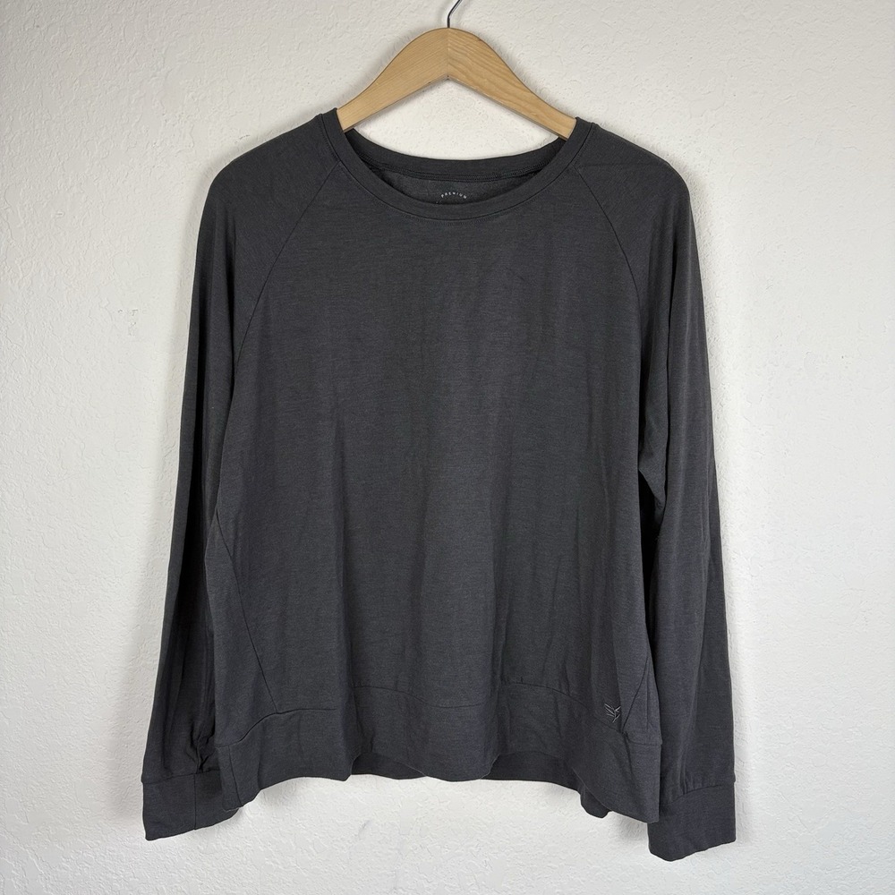 Cozy Earth Womens XXL Bamboo Pullover Sweatshirt Grey Soft Relaxed Raglan Travel